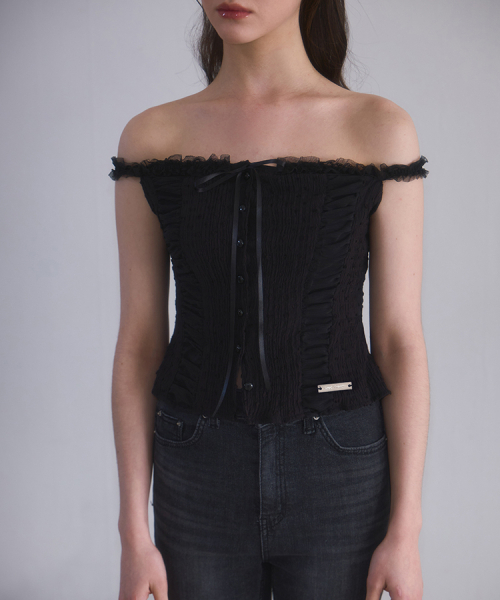 ROSEFRANTZ（ロゼフランツ）の「Lace Off Shoulder Sleeveless [Black]（シャツ/ブラウス・レディース・ブラック・MEDIUM/SMALL）」の2枚目の写真