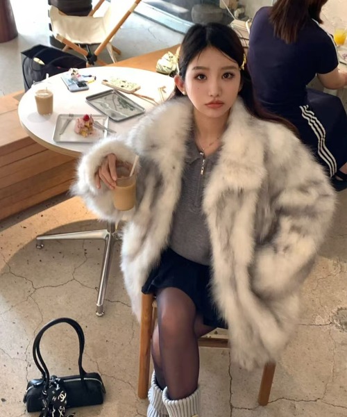 セール】グラデーションウサギファーコート（その他アウター）｜Lis