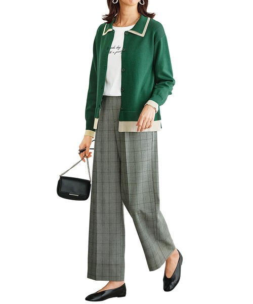BELLUNA PLUS(ベルーナ)の「サマ見えSWボタン使いワイドパンツ65丈(その他パンツ・レディース・グレー系2/ブラック/グレー系/ブラウン系・X-LARGE/LARGE/MEDIUM/SMALL)」の5枚目の写真