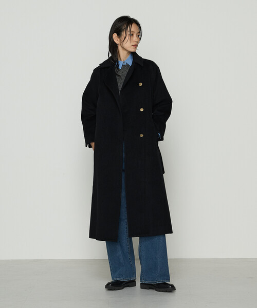 K.T KIYOKO TAKASE（キヨコタカセ）の「アンゴラウール ロングトレンチコート（トレンチコート・レディース・ブラウン/ブルー系その他/ブラック・9号/7号）」の7枚目の写真