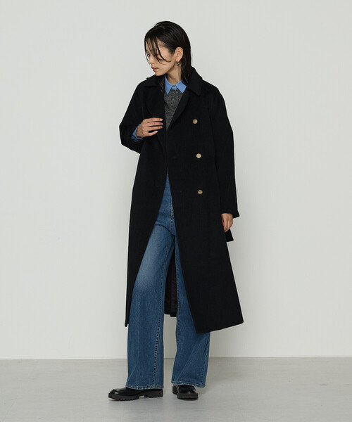 K.T KIYOKO TAKASE（キヨコタカセ）の「アンゴラウール ロングトレンチコート（トレンチコート・レディース・ブラウン/ブルー系その他/ブラック・9号/7号）」の9枚目の写真