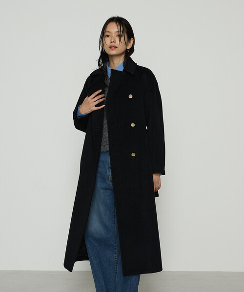 K.T KIYOKO TAKASE（キヨコタカセ）の「アンゴラウール ロングトレンチコート（トレンチコート・レディース・ブラウン/ブルー系その他/ブラック・9号/7号）」の14枚目の写真