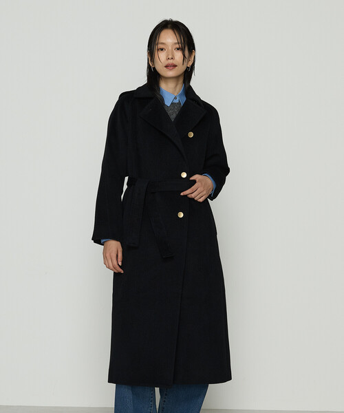 K.T KIYOKO TAKASE（キヨコタカセ）の「アンゴラウール ロングトレンチコート（トレンチコート・レディース・ブラウン/ブルー系その他/ブラック・9号/7号）」の17枚目の写真