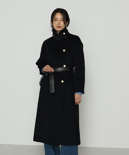 K.T KIYOKO TAKASE（キヨコタカセ）の「アンゴラウール ロングトレンチコート（トレンチコート・レディース・ブラウン/ブルー系その他/ブラック・9号/7号）」の19枚目の写真