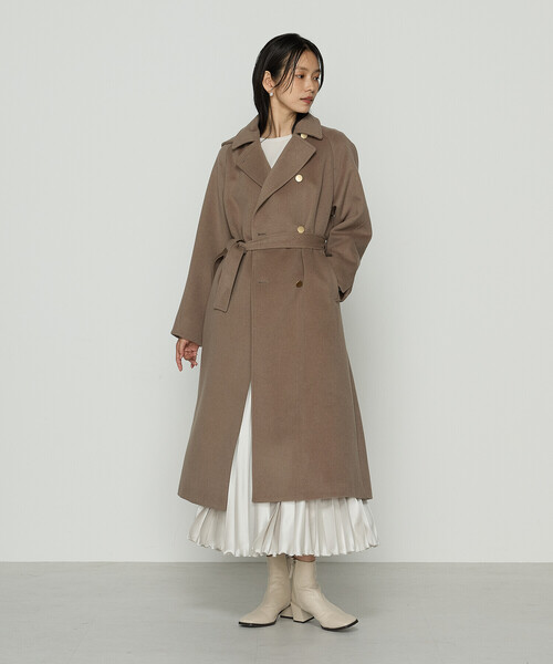 K.T KIYOKO TAKASE（キヨコタカセ）の「アンゴラウール ロングトレンチコート（トレンチコート・レディース・ブラウン/ブルー系その他/ブラック・9号/7号）」の20枚目の写真