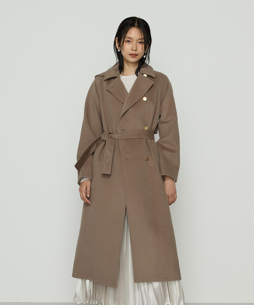 K.T KIYOKO TAKASE（キヨコタカセ）の「アンゴラウール ロングトレンチコート（トレンチコート・レディース・ブラウン/ブルー系その他/ブラック・9号/7号）」の21枚目の写真