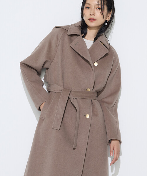 K.T KIYOKO TAKASE（キヨコタカセ）の「アンゴラウール ロングトレンチコート（トレンチコート・レディース・ブラウン/ブルー系その他/ブラック・9号/7号）」の2枚目の写真