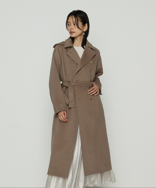 K.T KIYOKO TAKASE（キヨコタカセ）の「アンゴラウール ロングトレンチコート（トレンチコート・レディース・ブラウン/ブルー系その他/ブラック・9号/7号）」の5枚目の写真