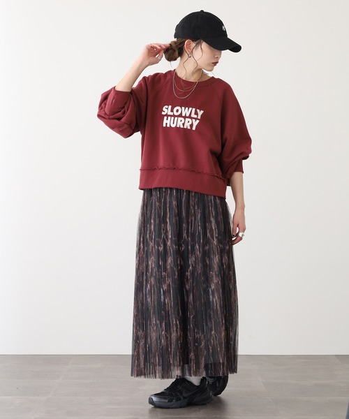 Anna Nicola(アンナニコラ)の「Anna Nicola ボカシプリントチュールスカート(スカート・レディース・レンガ/モカ/ブルー・38)」の7枚目の写真
