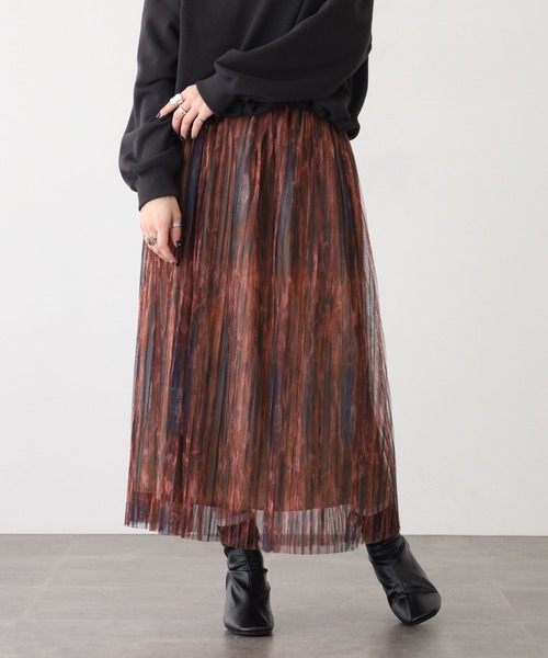 Anna Nicola(アンナニコラ)の「Anna Nicola ボカシプリントチュールスカート(スカート・レディース・レンガ/モカ/ブルー・38)」の12枚目の写真