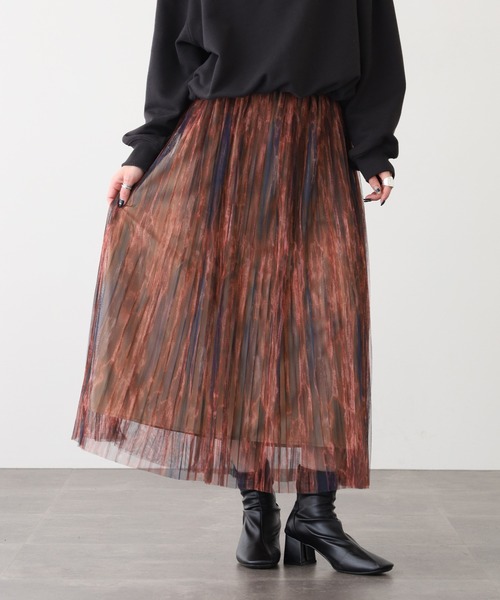 Anna Nicola(アンナニコラ)の「Anna Nicola ボカシプリントチュールスカート(スカート・レディース・レンガ/モカ/ブルー・38)」の13枚目の写真