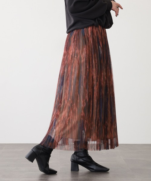 Anna Nicola(アンナニコラ)の「Anna Nicola ボカシプリントチュールスカート(スカート・レディース・レンガ/モカ/ブルー・38)」の14枚目の写真