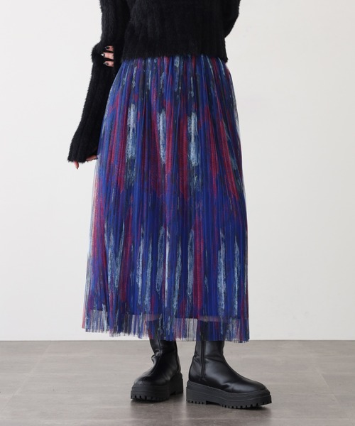 Anna Nicola(アンナニコラ)の「Anna Nicola ボカシプリントチュールスカート(スカート・レディース・レンガ/モカ/ブルー・38)」の9枚目の写真