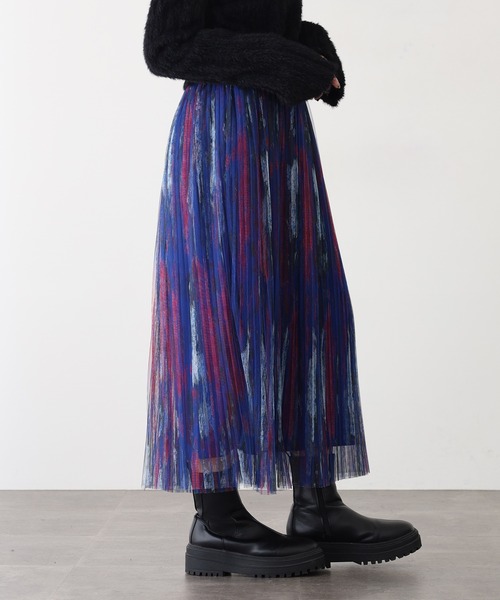 Anna Nicola(アンナニコラ)の「Anna Nicola ボカシプリントチュールスカート(スカート・レディース・レンガ/モカ/ブルー・38)」の10枚目の写真