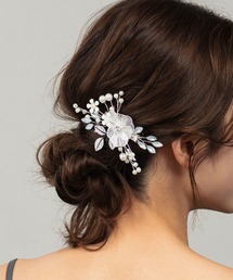 girl | フェイクパール ビジュー フラワーモチーフ ヘアクリップ 大きめ シルバー ハーフアップ ゴールド ヘアアクセサリー 結婚式(バレッタ/ヘアクリップ)