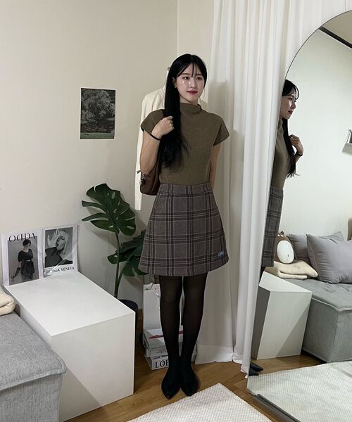 SELITIO(セレティオ)の「レディース ラベルポイント チェックウールスカート ブラウン(スカート・レディース・ブラウン・SMALL/MEDIUM/LARGE)」の8枚目の写真