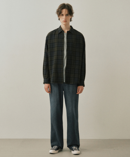 WEDNESDAY OASIS（ウェンズデーオアシス）の「フェードグラデーションチェックシャツ_KHAKI(W25-SH04)（シャツ/ブラウス・メンズ・カーキ・MEDIUM/LARGE）」の3枚目の写真