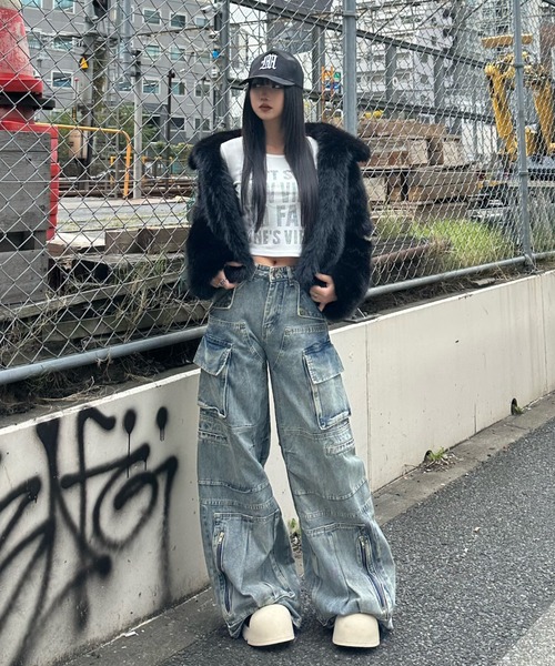 KsG（ケーエスジー）の「マルチポケットロングストリングパンツ（デニムパンツ・レディース・ブラック/ブルー・MEDIUM/SMALL/LARGE/X-LARGE）」の5枚目の写真