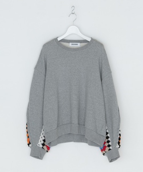 DISCOVERED/ディスカバード】CROCHET SLEEVE SWEAT（スウェット