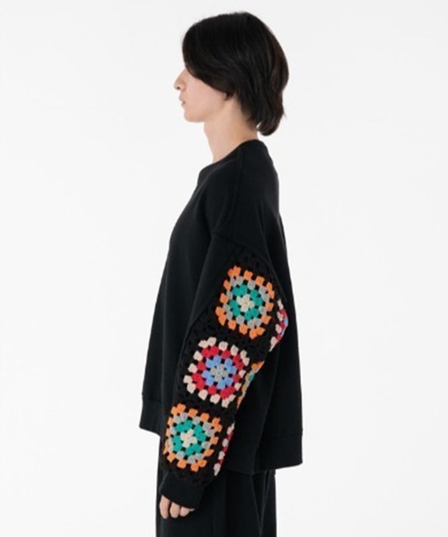 DISCOVERED(ディスカバード)の「【DISCOVERED/ディスカバード】CROCHET SLEEVE SWEAT(スウェット・メンズ・ブラック/グレー・3/1)」の5枚目の写真