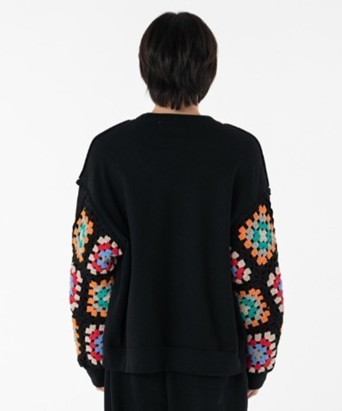 DISCOVERED(ディスカバード)の「【DISCOVERED/ディスカバード】CROCHET SLEEVE SWEAT(スウェット・メンズ・ブラック/グレー・3/1)」の6枚目の写真