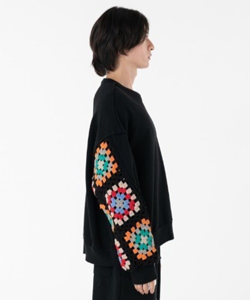 DISCOVERED(ディスカバード)の「【DISCOVERED/ディスカバード】CROCHET SLEEVE SWEAT(スウェット・メンズ・ブラック/グレー・3/1)」の7枚目の写真