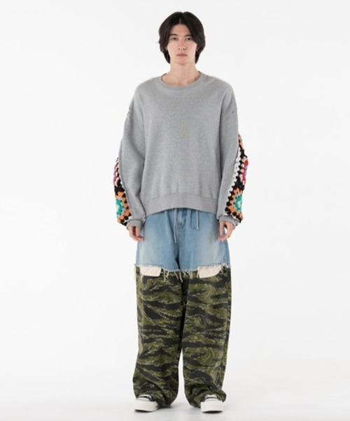 DISCOVERED(ディスカバード)の「【DISCOVERED/ディスカバード】CROCHET SLEEVE SWEAT(スウェット・メンズ・ブラック/グレー・3/1)」の9枚目の写真