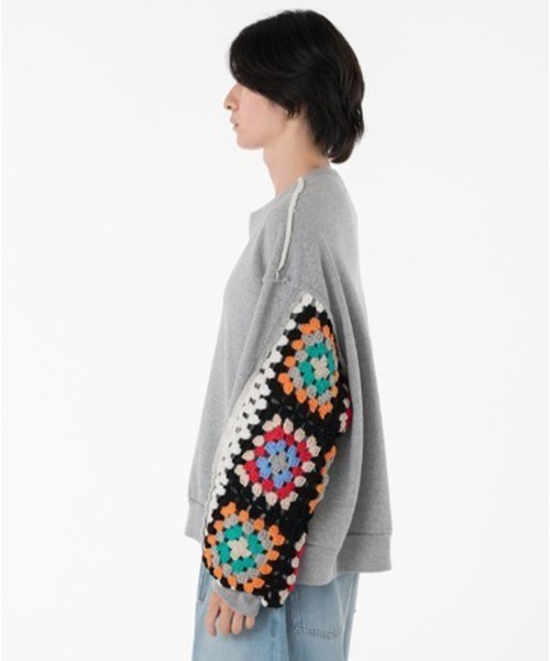 DISCOVERED(ディスカバード)の「【DISCOVERED/ディスカバード】CROCHET SLEEVE SWEAT(スウェット・メンズ・ブラック/グレー・3/1)」の10枚目の写真