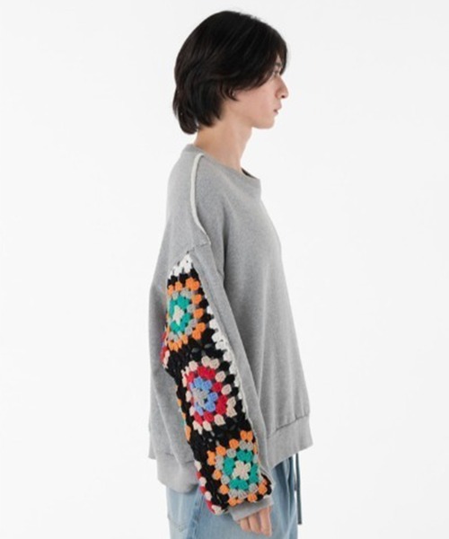 DISCOVERED(ディスカバード)の「【DISCOVERED/ディスカバード】CROCHET SLEEVE SWEAT(スウェット・メンズ・ブラック/グレー・3/1)」の12枚目の写真