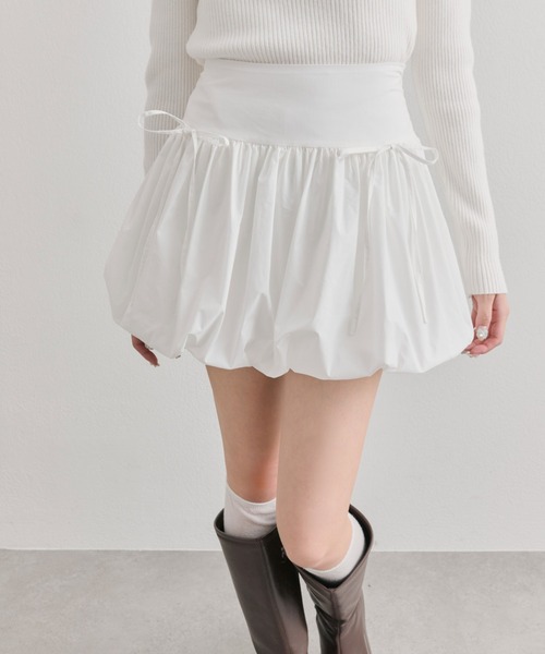 OLIVE des OLIVE（オリーブデオリーブ）の「ダブルリボンバルーンスカート（スカート・レディース・ブラウン/オフホワイト・FREE）」の2枚目の写真