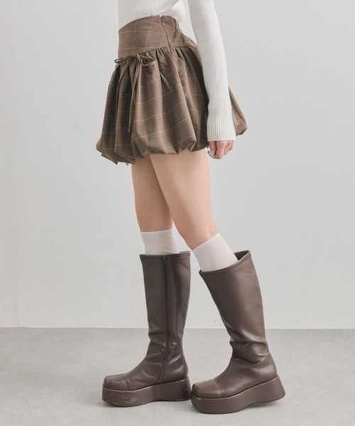 OLIVE des OLIVE（オリーブデオリーブ）の「ダブルリボンバルーンスカート（スカート・レディース・ブラウン/オフホワイト・FREE）」の7枚目の写真