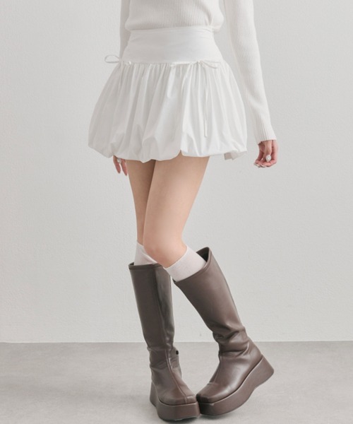 OLIVE des OLIVE（オリーブデオリーブ）の「ダブルリボンバルーンスカート（スカート・レディース・ブラウン/オフホワイト・FREE）」の13枚目の写真
