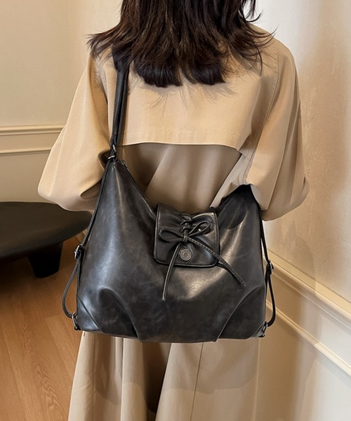 blackdia ocean(ブラックダイヤオーシャン)の「blackdia ocean リボン 2WAY レザーショルダー リュック(ショルダーバッグ・レディース・ブラック/ブラウン/キャメル・FREE)」の5枚目の写真