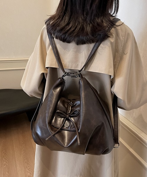 blackdia ocean(ブラックダイヤオーシャン)の「blackdia ocean リボン 2WAY レザーショルダー リュック(ショルダーバッグ・レディース・ブラック/ブラウン/キャメル・FREE)」の11枚目の写真
