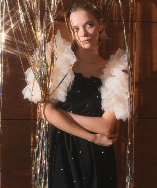 DONOBAN（ドノバン）の「【ANDRESD】mixing frills bolero 結婚式 パーティードレス オケージョンドレス お呼ばれ 二次会 成人式 同窓会（その他トップス・レディース・アイボリー/チャコール/ブラック・M）」の9枚目の写真