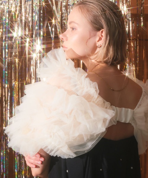 DONOBAN（ドノバン）の「【ANDRESD】mixing frills bolero 結婚式 パーティードレス オケージョンドレス お呼ばれ 二次会 成人式 同窓会（その他トップス・レディース・アイボリー/チャコール/ブラック・M）」の12枚目の写真