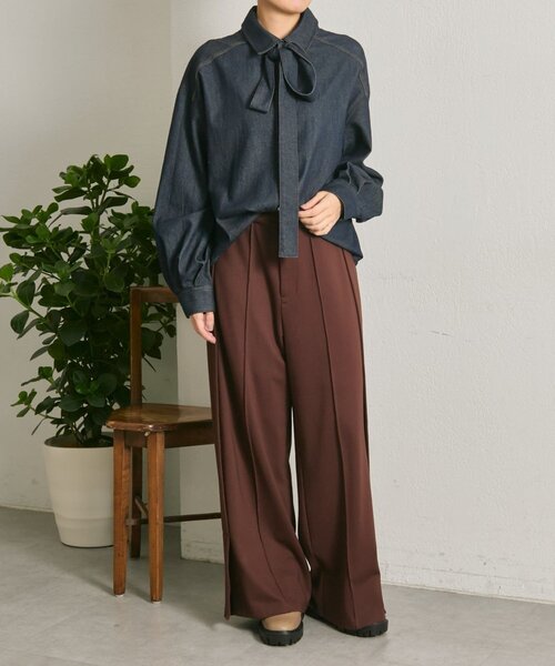 ear PAPILLONNER(イアパピヨネ)の「デニムリボンシャツ【SUM1 STYLE】(シャツ/ブラウス・レディース・インディゴブルー・FREE)」の16枚目の写真
