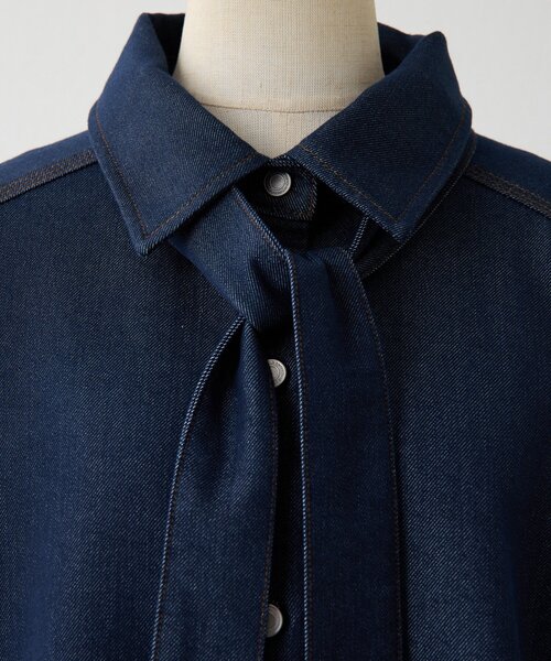 ear PAPILLONNER(イアパピヨネ)の「デニムリボンシャツ【SUM1 STYLE】(シャツ/ブラウス・レディース・インディゴブルー・FREE)」の6枚目の写真