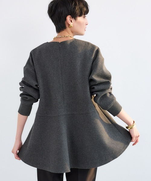 BARNYARDSTORM(バンヤードストーム)の「BARNYARDSTORM / ニードルペプラムプルオーバー / マシンウォッシャブル(Tシャツ/カットソー・レディース・オフホワイト/チャコール・FREE)」の6枚目の写真