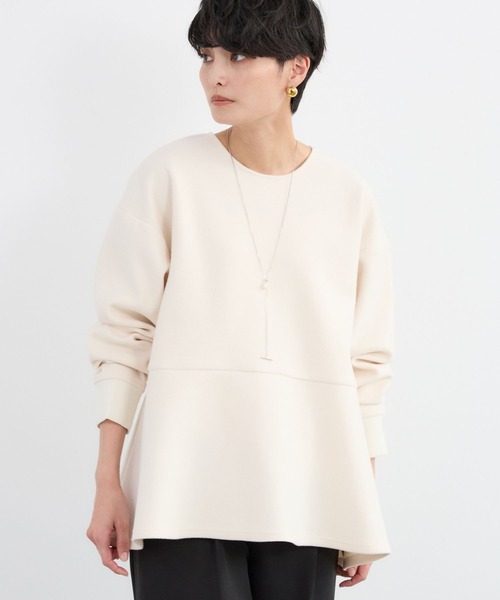 BARNYARDSTORM(バンヤードストーム)の「BARNYARDSTORM / ニードルペプラムプルオーバー / マシンウォッシャブル(Tシャツ/カットソー・レディース・オフホワイト/チャコール・FREE)」の3枚目の写真