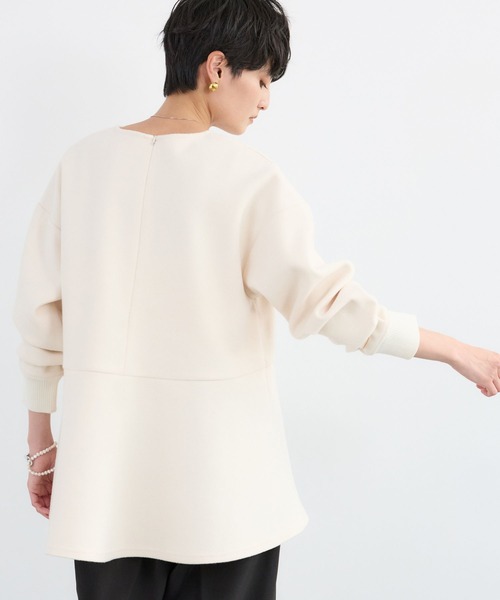 BARNYARDSTORM(バンヤードストーム)の「BARNYARDSTORM / ニードルペプラムプルオーバー / マシンウォッシャブル(Tシャツ/カットソー・レディース・オフホワイト/チャコール・FREE)」の4枚目の写真