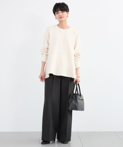 BARNYARDSTORM(バンヤードストーム)の「BARNYARDSTORM / ニードルペプラムプルオーバー / マシンウォッシャブル(Tシャツ/カットソー・レディース・オフホワイト/チャコール・FREE)」の5枚目の写真