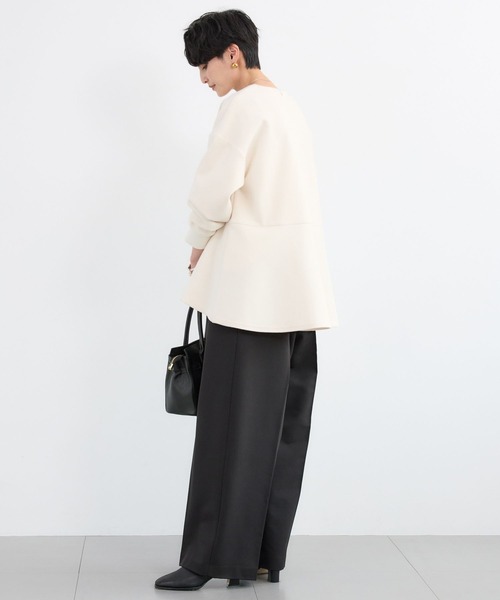 BARNYARDSTORM(バンヤードストーム)の「BARNYARDSTORM / ニードルペプラムプルオーバー / マシンウォッシャブル(Tシャツ/カットソー・レディース・オフホワイト/チャコール・FREE)」の13枚目の写真