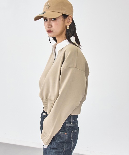 ANAP(アナップ)の「シャツ襟 ドッキング クロップド ニット(ニット/セーター・レディース・ダークグレー/ネイビー/ベージュ・F)」の18枚目の写真