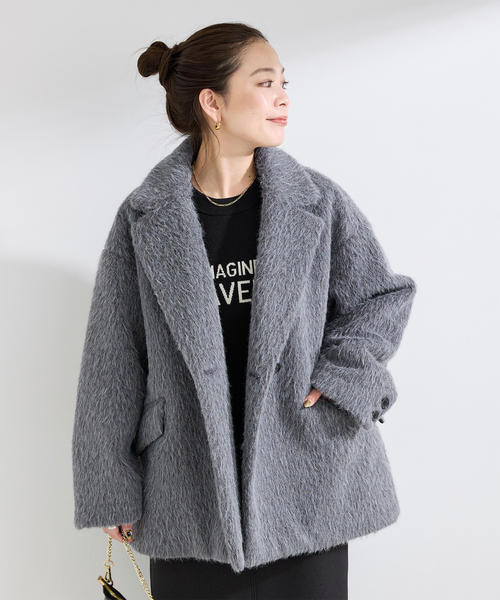 Y’s ピーコート　　綿100パーセント　アンティーク　ホワイト ボクシーシルエットピーコート （ピーコート）｜a.v.v / アー・ヴェ