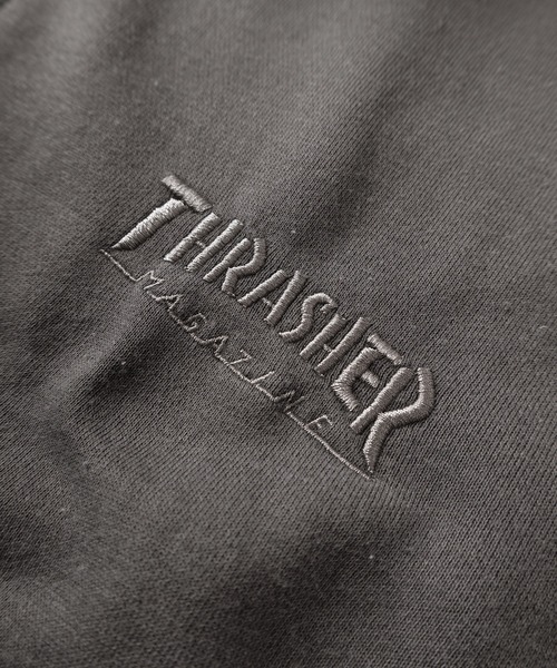 THRASHER(スラッシャー)の「【70】【THRASHER/スラッシャー】ピグメント加工 ダメージデニムロゴ 裏毛 ジップパーカー/ハートデザイン/ダブルジップ/ショート丈有り(パーカー・レディース・ブラウン/チャコールグレー/グレー/ピンク・FREE/M/L/XL)」の11枚目の写真