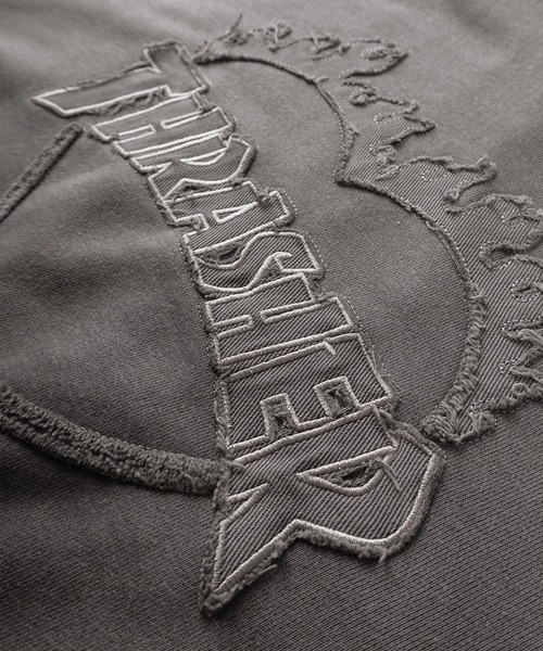 THRASHER(スラッシャー)の「【70】【THRASHER/スラッシャー】ピグメント加工 ダメージデニムロゴ 裏毛 ジップパーカー/ハートデザイン/ダブルジップ/ショート丈有り(パーカー・レディース・ブラウン/チャコールグレー/グレー/ピンク・FREE/M/L/XL)」の17枚目の写真