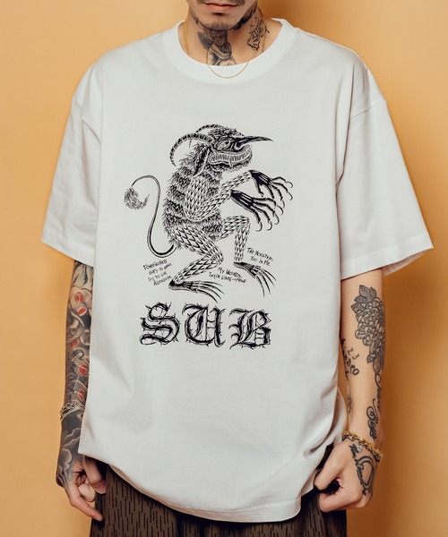 Subciety(サブサエティ)の「Devil tee(Tシャツ/カットソー・メンズ・ブラック/ホワイト/サンドベージュ・SMALL/MEDIUM/LARGE/X-LARGE/XX-LARGE)」の1枚目の写真