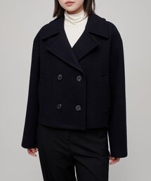 ウィメンズカシミヤブレンドショートピーコート[ネイビー]