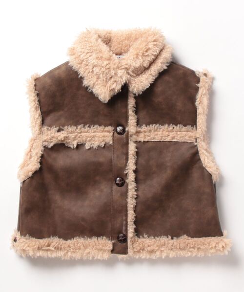 VEQUMベスト ブラウン VEQUM フェイクムートンベスト
